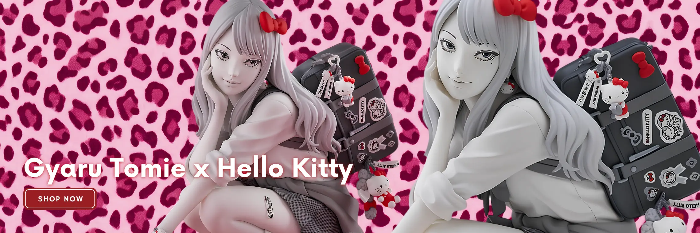Junji Ito Gyaru Tomie x Hello Kitty collaboration figure promotional web banner