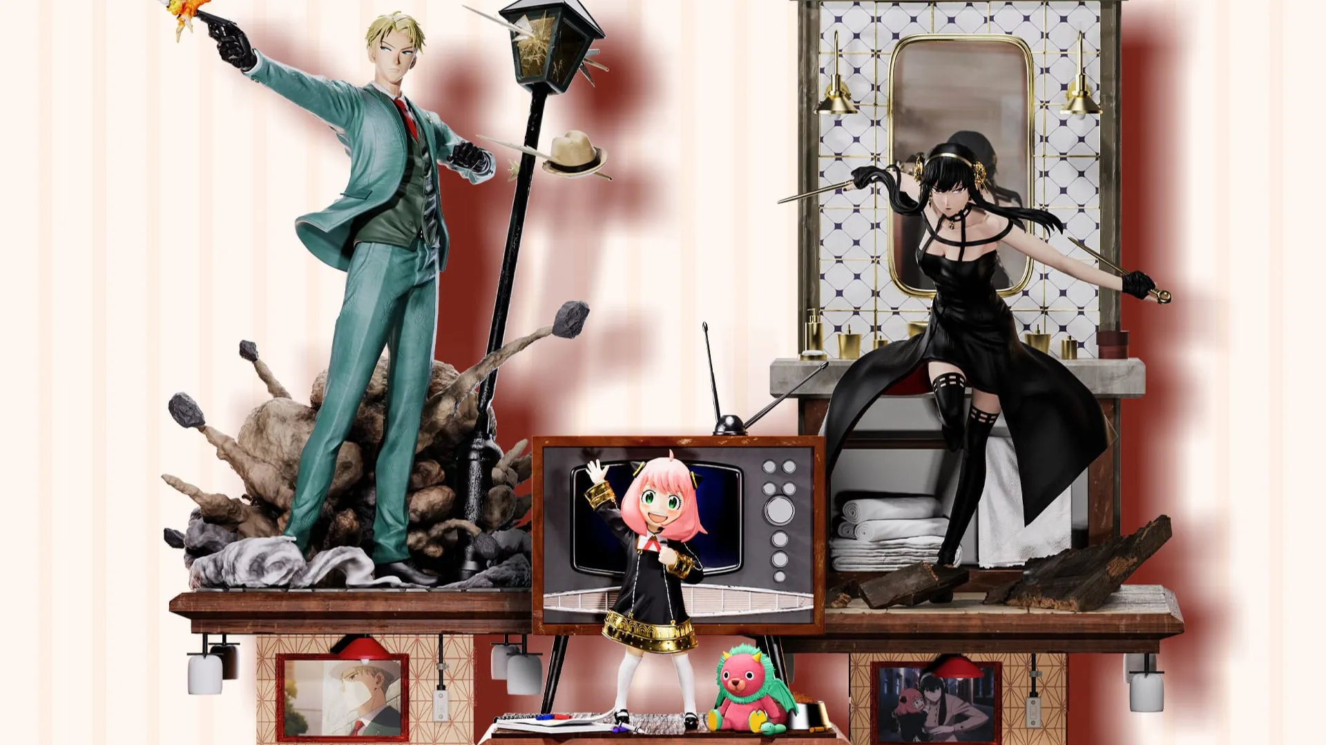 spy x family statue blog Spy x Family diorama statue set featuring Loid, Anya, and Yor Forger